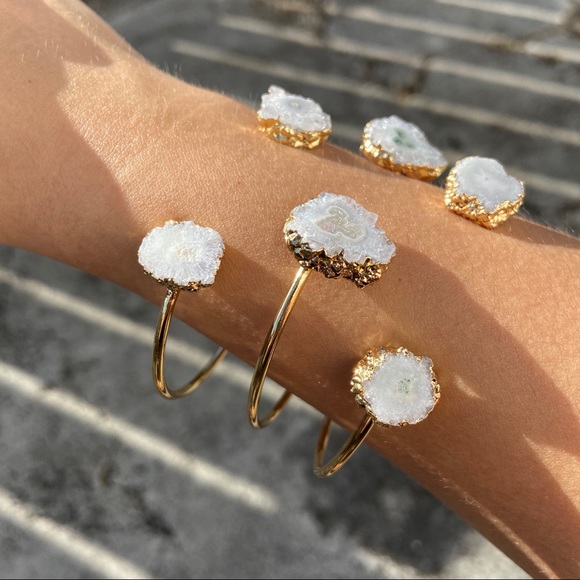 Raw Stalactite Gemstone Gold Plated Bracelet - Picture 2 of 5